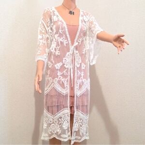 NWOT White Lace Kimono Cardigan